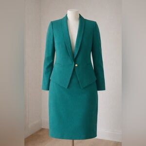 Tahari ASL Teal Blazer and Skirt Set